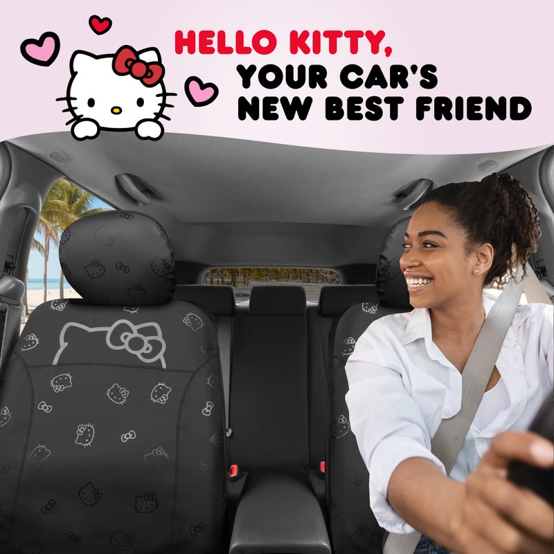 Carbella Hello Kitty Car Seat Covers - Cute Front Seat Covers  PU Leather Seat Covers for Cars  SUV  Van  Trucks  Hello Kitty Car Accessories 2pc Black - Image 2